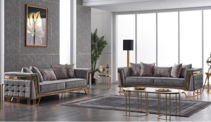 Luxus Sofa Set Designer Garnitur Dreisitzer Textilmöbel Wohngruppe Modern