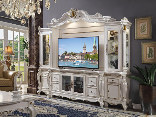 Fernseh Wand Klassisch Wohnwand Echt Handarbeit Holz Deko Vitrine Regal