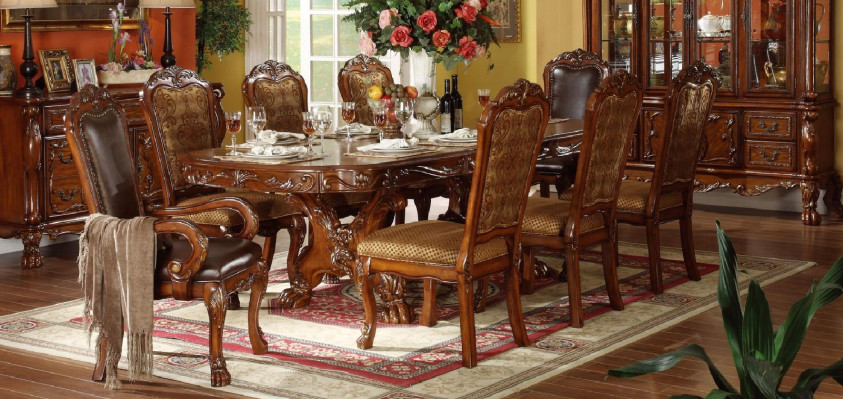 Klassischer Esstisch Tisch Holz Esszimmer Garnitur 6x Set Stuhl Stühle