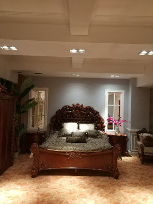 Klassisches Bett Barock Rokoko Chesterfield Stil Doppel Leder Hotel Antik