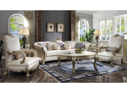 Exclusive Holz geschnitzte Viersitzer xxl Couch Barock Rokoko Leder Sofa