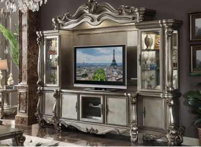 Wohnwand TV-Wand Anbauwand Wohnzimmer Schrank Geschnitzte Möbel