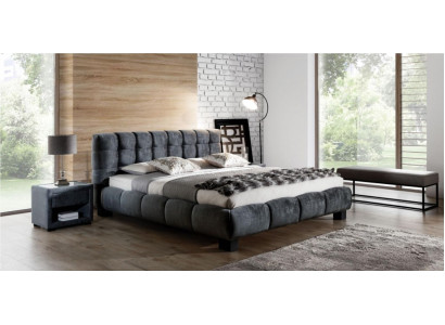 Bett Grau Schlafzimmer Möbel Textil Design 160x200cm Betten Samt