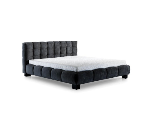 Bett Grau Schlafzimmer Möbel Textil Design 160x200cm Betten Samt