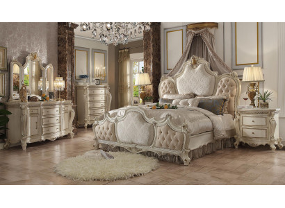 Klassisches Bett Barock Chesterfield Rokoko Hotel Stil Doppel Leder Antik