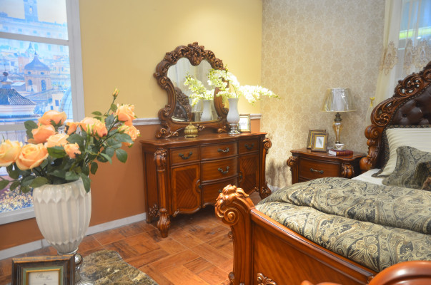 Edle Kommode Buffet Kommoden Schrank + Spiegel Barock Rokoko Anrichte Holz neu