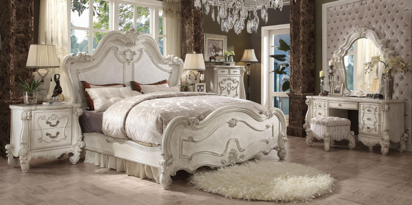 Klassisches Schlafzimmer Set Bett Nachttisch Hocker Schminktisch Spiegel