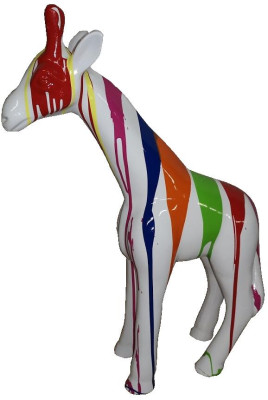 Skulptur Abstrakte Design Statue Bunte Figuren Handbemalt Dekoration Giraffe Neu