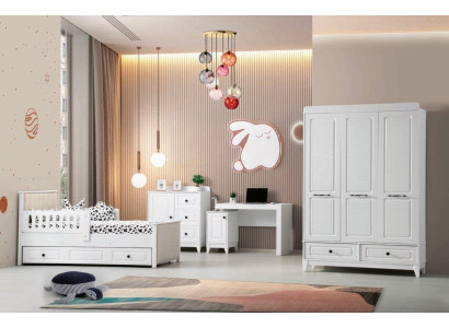 Modern Komplett Jugendzimmer Luxus Kinderzimmer Set 4tlg Weiß Farbe neu