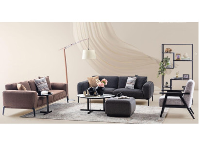 Couchgarnitur Dreisitzer Sessel Sofa Stoff 4tlg Stoffsofa Mehrfarbig 3+3+1+1