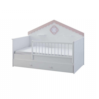 Kinderbettchen Garnitur Kinderlaufstall Bettchen Weiß Holz Set 3tlg