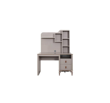 Schreibtisch Bürotisch Computertisch Beige Büromöbel Holz Tisch Regale