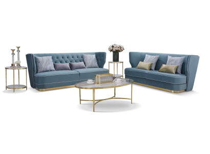 Design Luxus Couch 3 Sitzer Polster Sofa - Italienische Stil Wohnzimmer Möbel