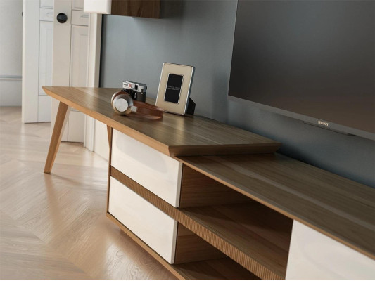 Wohnzimmer Komplett Set 7tlg TV-Ständer + Couchtisch Holzmöbel Vetrine Modern