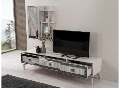 Lowboard Sideboard TV Ständer Schrank RTV Wohnzimmer Weiß Holz Regale