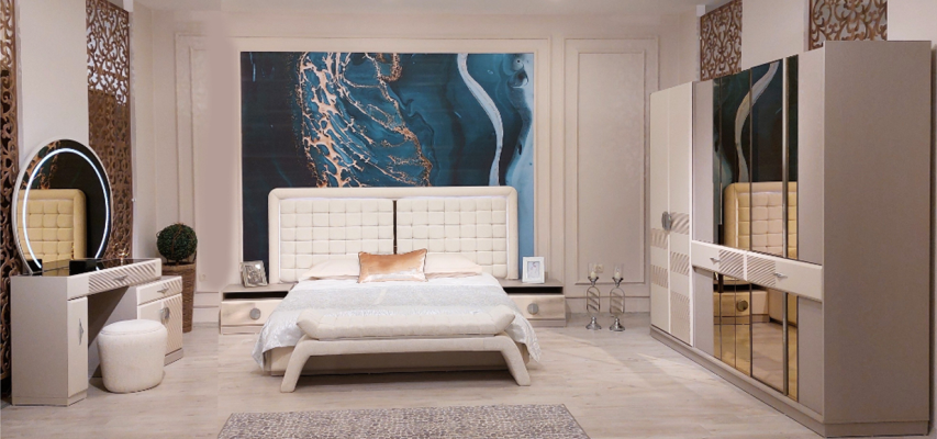 Designer Schminktisch mit Spiegel Luxus Schlafzimmer Einrichtung Neu Möbel