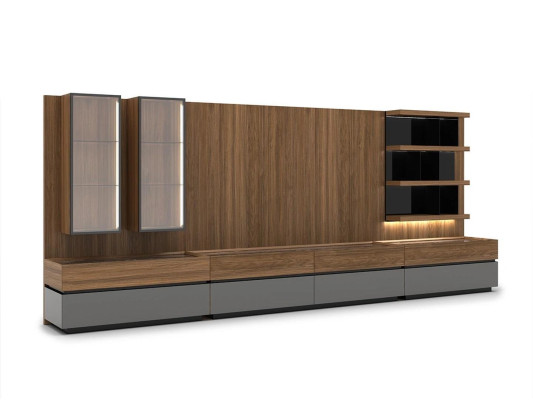 Modern Design Einrichtung Wohnwand Set TV-Ständer Wandregale Holzmöbel Neu