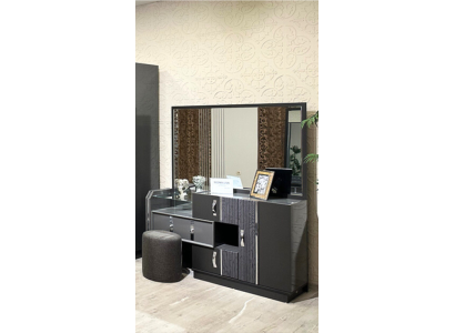 Grau Schminktisch mit Spiegel Modern Einrichtung Neu Designer Schlafzimmer Möbel