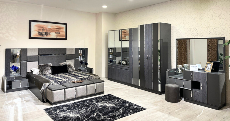 Grau Schminktisch mit Spiegel Modern Einrichtung Neu Designer Schlafzimmer Möbel
