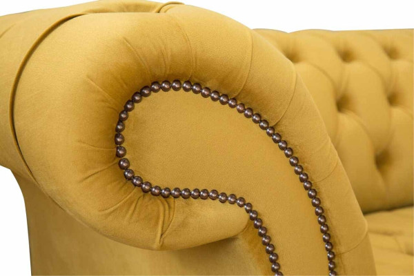 Eleganz Design Sofa 4 Sitzer Couch Polster Luxus Textil Chesterfield Sofas Gelb