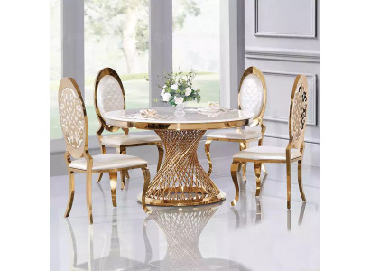 Runder Tisch Goldener Fuß Chrom Rundtisch Tische Esstische Luxus 130cm