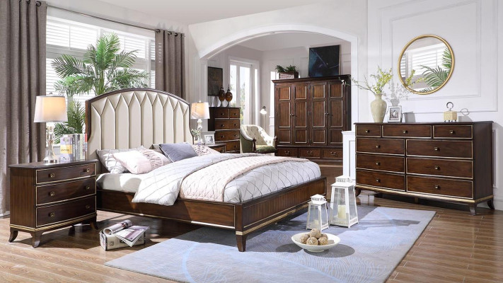 Bett 2x Nachttische Kommode Schlafzimmer Set Design Luxus neu 4tlg