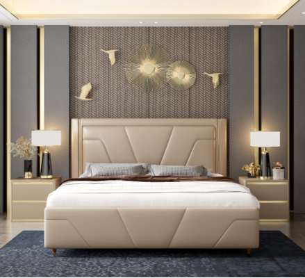 Schlafzimmer Bett Polster Design Möbel Luxus Doppel Beige Betten Modern