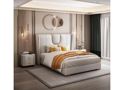 Doppel Hotel Betten Schlafzimmer Bett Polster Design Luxus Möbel Metall