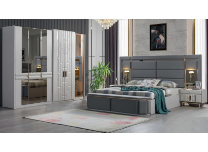 Komplett Schlafzimmer Möbel Set Bett 2x Nachttisch Kleiderschrank Neu