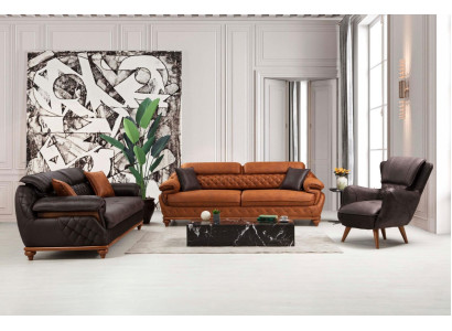 Wohnzimmer Komplett 3tlg Modern 2x Dreisitzer Sofa Couch Luxus Sessel Neu