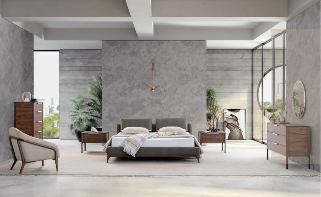 Schlafzimmer Komplett Set Bett 2x Nachttische Kommode Schrank Modern