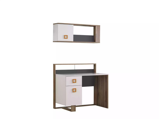 Garnitur Schreibtisch Kinderzimmer Set 2tlg Regal Computer Holz Weiß