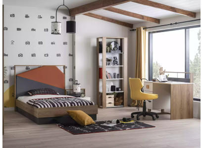 Komplette Bett Kindermöbel Kinderbett Kinderzimmer Holz Grau Set 4tlg