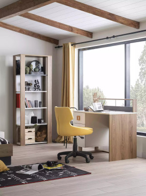 Kinderschreibtisch Schreibtisch Bücherregal Holz Braun Set 3tlg Sessel