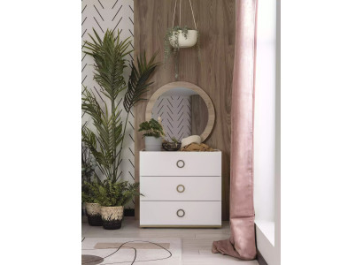 Gruppe Kommode mit Spiegel Kommoden Holz Weiß Schlafzimmer Schrank Set
