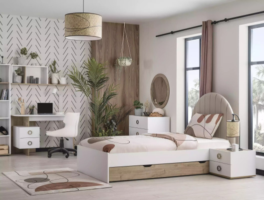 Kindermöbel Komplete Kinderbett Kinderzimmer Bett Holz Weiß Set 8tlg