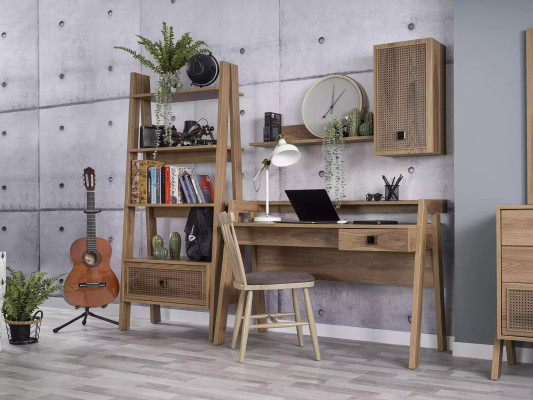 Kinderschreibtisch Schreibtisch Bücherregal Holz Braun Set 3tlg Regal