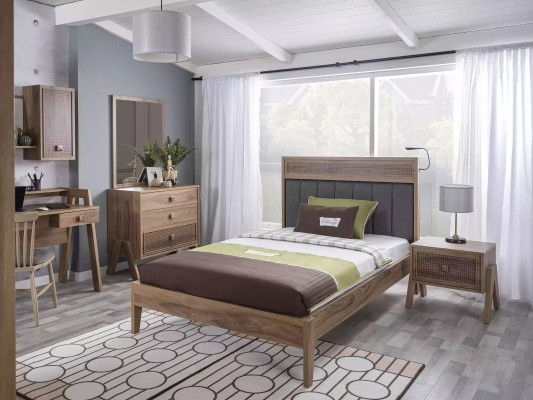 Kinderzimmer Komplete Bettrahmen Kindermöbel Bett Holz Brau Set 4tlg