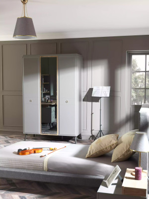 Kleiderschrank Schrank Holzschrank Schlafzimmer Möbel Holz Grau Luxus