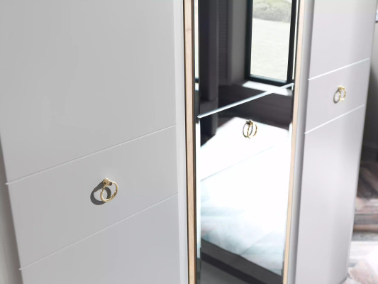 Kleiderschrank Schrank Holzschrank Schlafzimmer Möbel Holz Grau Luxus