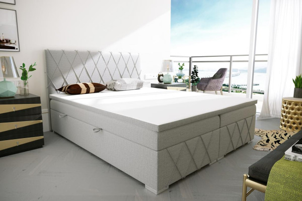 Doppel Luxus Grau Boxspringbett Design Bett Polsterbett Schlafzimmer Textil