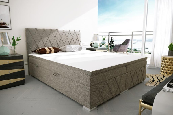 Doppel Luxus Grau Boxspringbett Design Bett Polsterbett Schlafzimmer Textil
