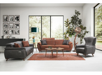 Sofagarnitur 3 tlg Wohnzimmer Dreisitzer Sofa Couch Modern Sessel Luxus