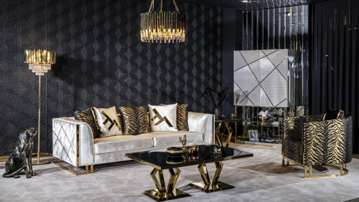 Wohnzimmer Sofagarnitur 3+1 Couchtisch Beistelltisch Wohnzimmerschrank 4tlg