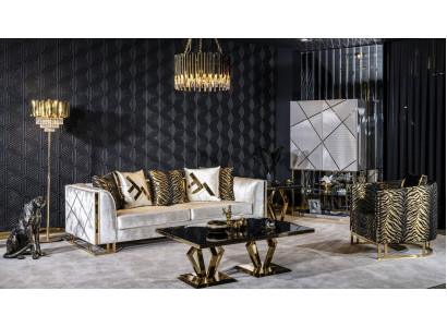 Wohnzimmer Sofagarnitur 3+1 Couchtisch Beistelltisch Wohnzimmerschrank 4tlg