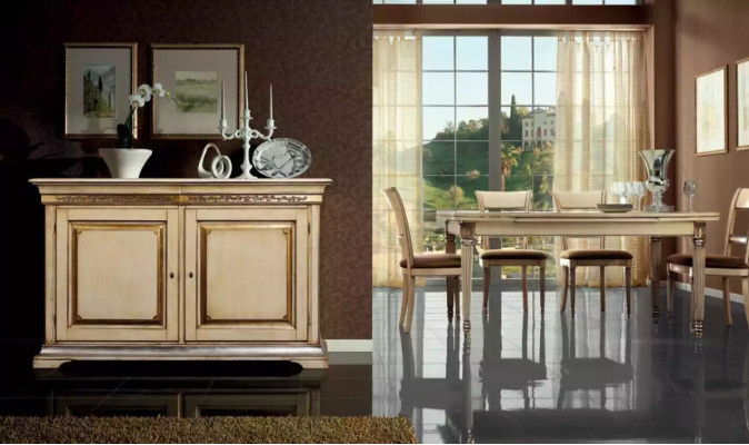 Italienische Stil Esstisch 4x Stühle Holz Tisch Essgarnitur Design 5tlg