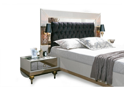 Luxus Bett mit Glas Elementen Doppel Betten Bettgestell Möbel 180x200