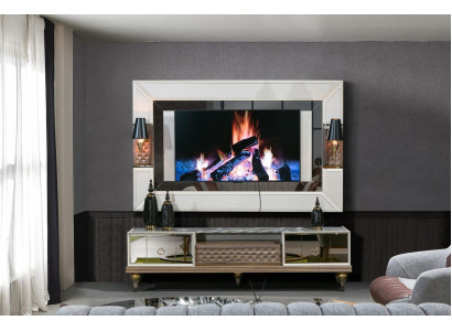 Wohnwand Garnitur rtv tv Ständer Lowboard Tisch Holz Luxus xxl schrank