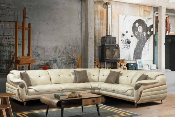 Ecksofa L-form Textil Luxus Sofa Wohnlandschaft Polster Couch Couchen