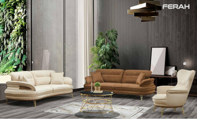 Luxus Sofagarnitur 3+3+1 Sitzer Dreisitzer Sofa Sofas Sessel Design
